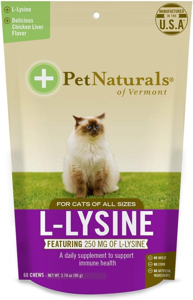 Lemmikloomad Vermont L-Lysine 60 Fun-Shaped Chews for Cats - 3 pakki