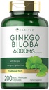 Carlyle Ginkgo Biloba Pills | 6000mg | 200 kapslit | koos Bacoba ekstrakt | ekstra tugevus, Non-GMO ja Gluteeni vaba taimsete täiendada