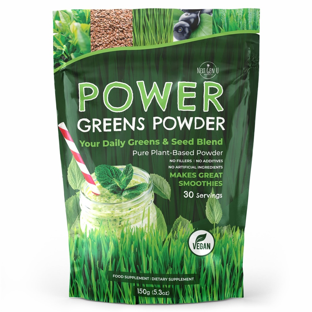 Super Greens Powder - 150g - Immune Support - Food Supplement - Superfood Greens - Smoothie Mix for Shakes - Detox & Healthy Boost mahlajookidele või mis tahes joogile - NextGenU