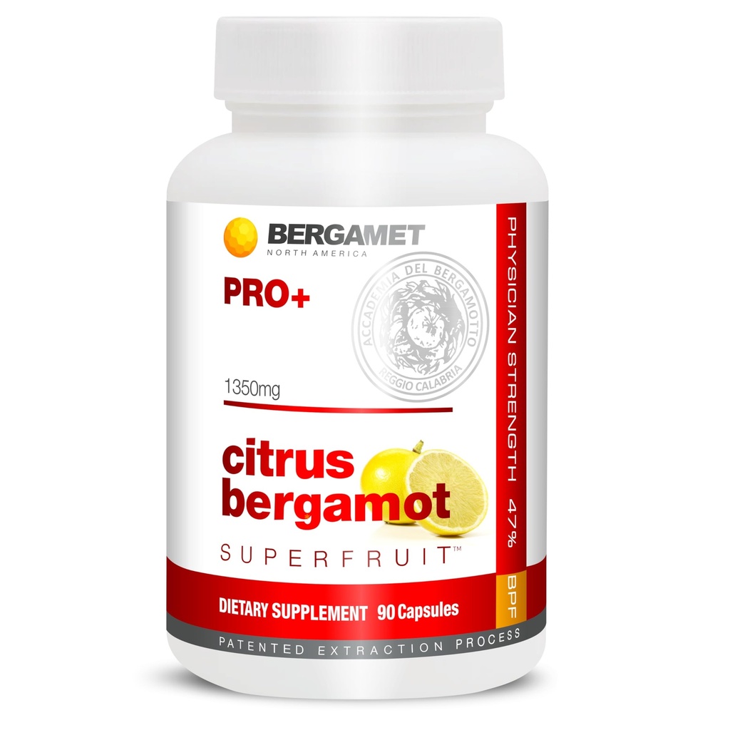 BergaMet Citrus Bergamot SuperFruit PRO+ täiendus, 200: 1 ekstrakt, 1350mg, 80% polüfenoolid, Olive Leaf Extract, 47% BPF, maailma tugevaim, 90 kapslit, mida toetavad kliinilised uuringud, valmistatud USA-s