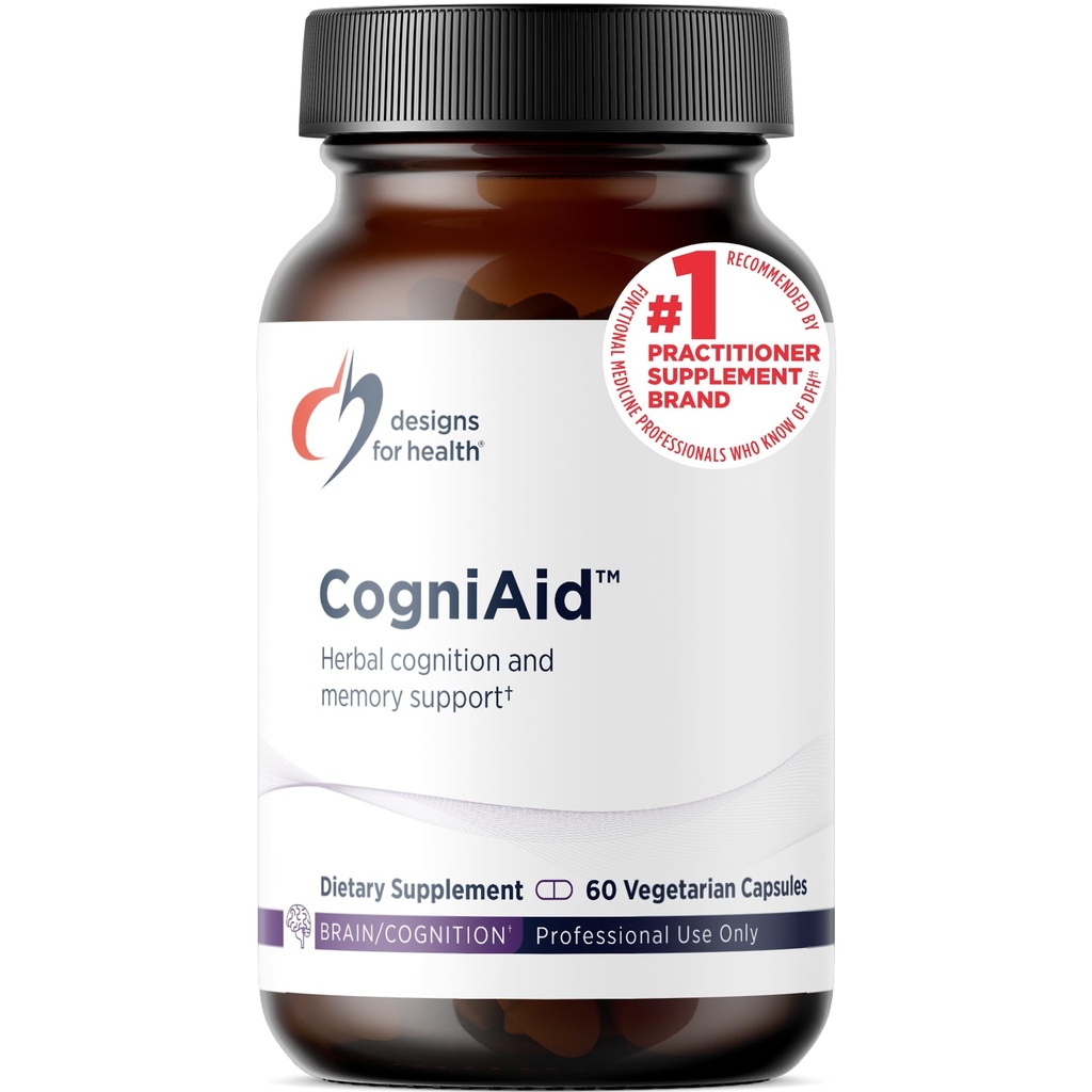 Disainid Health CogniAid - Taimne Mälu + Mood valem rohelise tee ekstrakti, Wild Blueberry + Bacopa (60 kapslit)