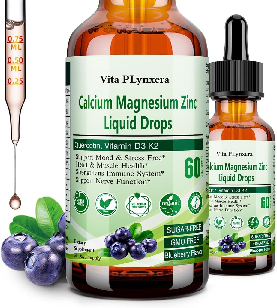Kaltsiummagneesiumtsink, vedel kaltsiummagneesiumtsitraat vitamiiniga D3 K2, B6, Omega-3, kõrge tugevusega vedelik Magneesiumkaltsiumtilgad w. Taimne lisand luudele, lihastele, lõõgastumisele, unele, närvidele