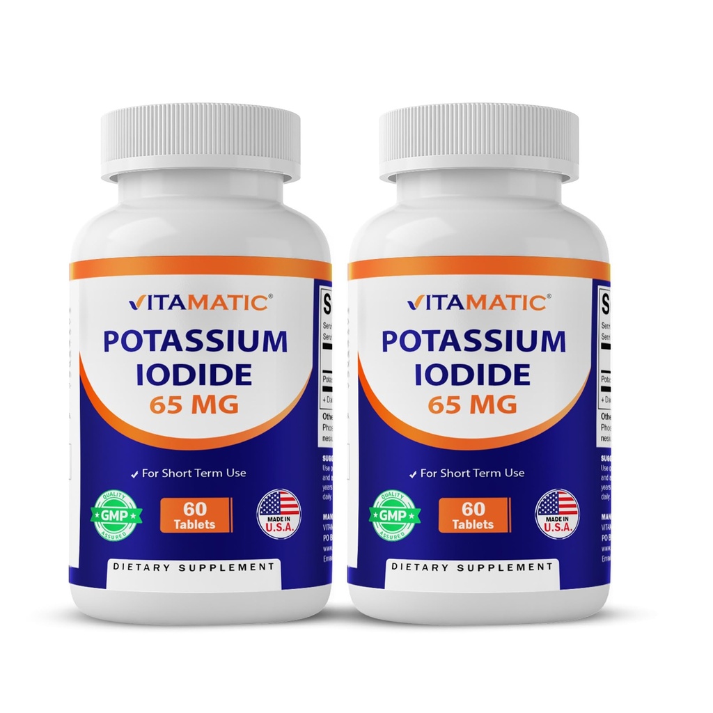 Vitamaatiline kaaliumjodiid 65 mg serveerimise kohta - 60 tabletti - kilpnäärme tugi - KI pillid (60 loendit (2 pakendit))