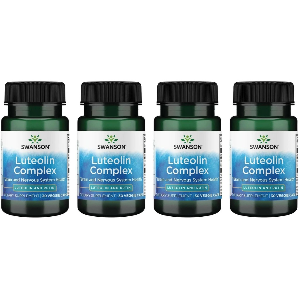 Swanson Luteolin Complex w/Rutin - Aju tugilisa, mis edendab mälu, meeleolu ja kognitiivset tervist - looduslik valem, mis aitab säilitada närvisüsteemi - (30 köögiviljakapslit) 4 pakendit