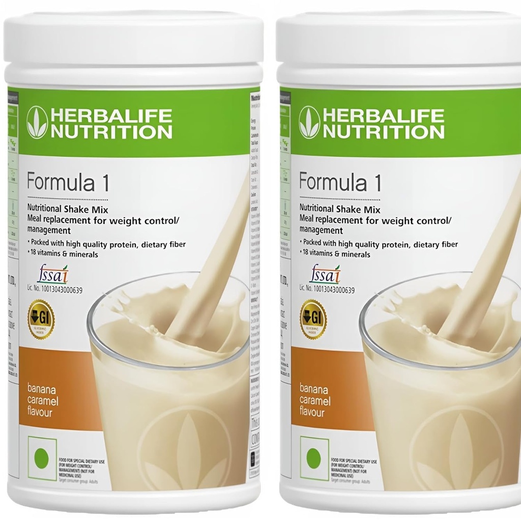 Herbalife Formula 1 Nutritional Shake Mix - Pack of 2, 500g Iga - Herbalife Loksutamine - Herbalife Protein Pulber - Herbalife Kaalulangus Toidu asendaja (banaan - banaan)