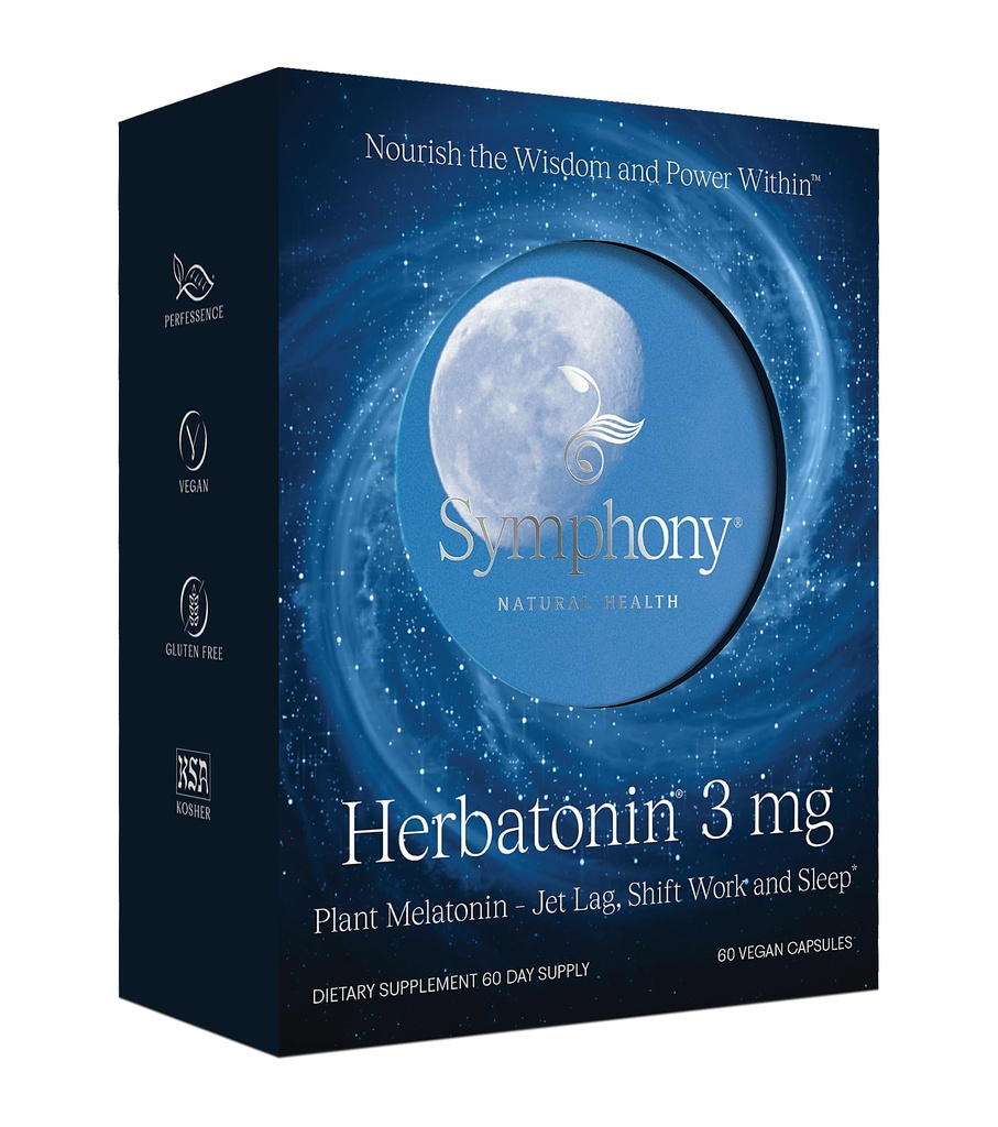 Herbatonin® 3mg - The First Phyto-Melatonin (Natural Plant Melatonin) for Sleep Cycle, Body Clock and Circadian Rhythm Support for Jet Lag, Shift Work and Sleeplessness 60 Vegan Capsules