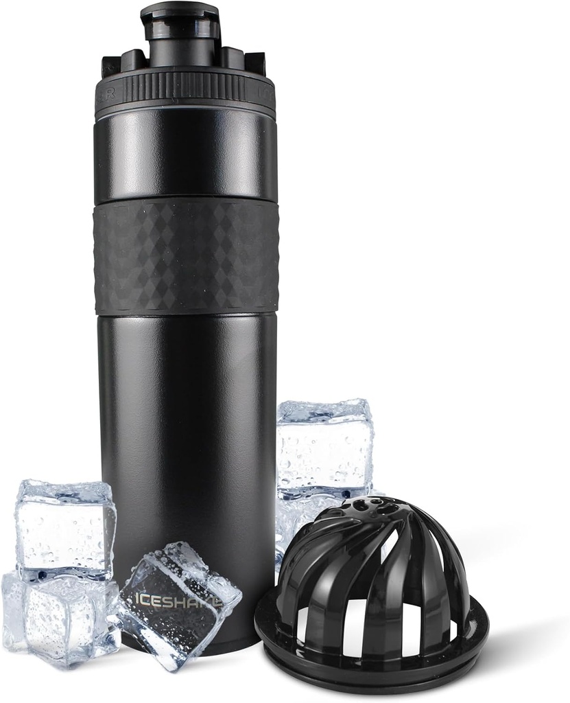 Ice Shaker Isolated Stainless Steel Shaker Bottle | 20 oz, Black | Külm 24+ tundi | Isoleeritud karikas Twist-on Agitator | Lõhnavaba pudel proteiinikokteilide, vee, smuutide, kokteilide jaoks