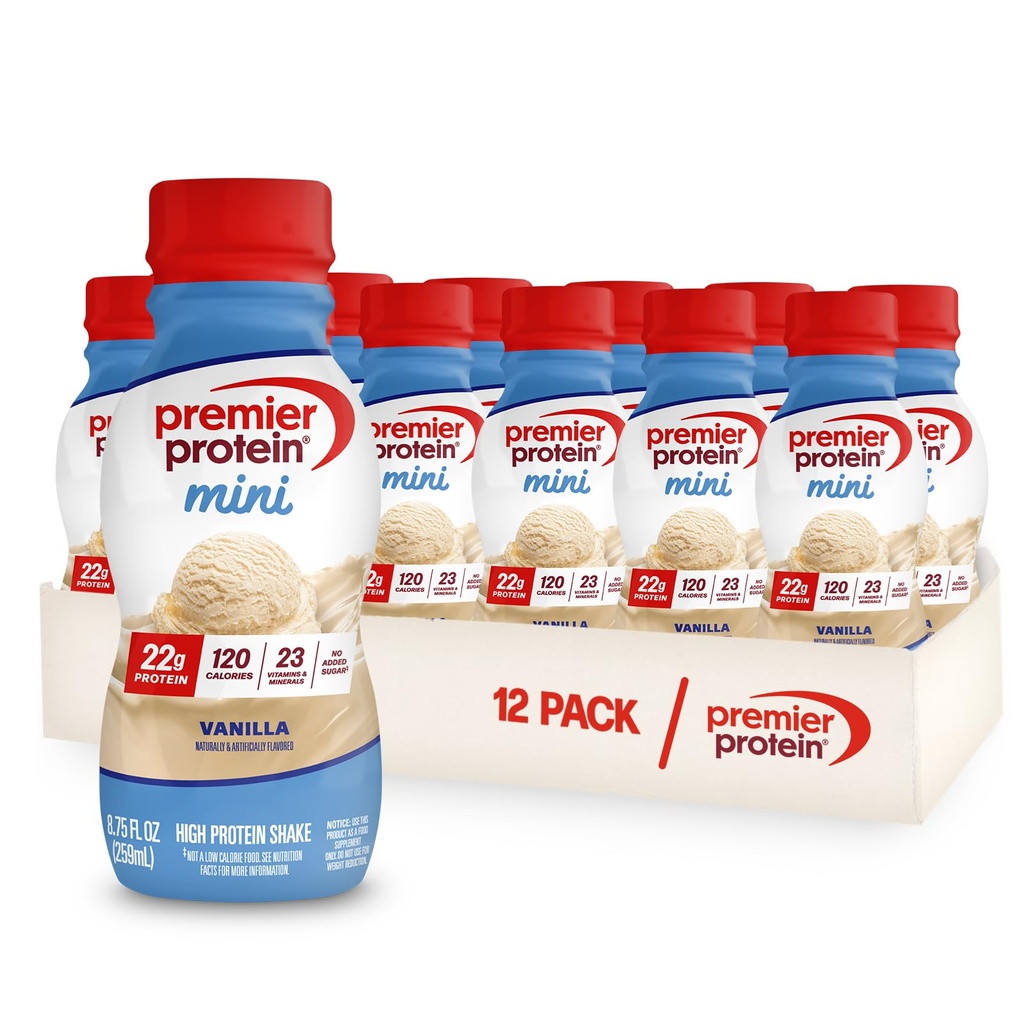 Premier Protein Shake MINIs , Vanilla , 22 g valku , 120 kalorit , 1 g suhkrut , 8,75fl oz , pakend 12