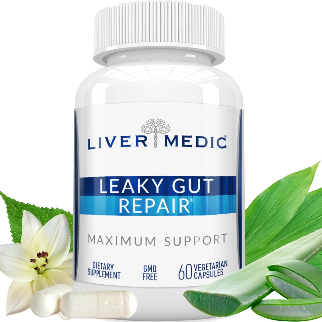 Leaky Gut Repair Natural Soolestiku Tervise Täiendus Glutamiin Orgaaniline Libedus Elm NAG Vahukommi Juur Aloe Vera MSM Quercetin Bromelain Soodustab Seedetrakti lihtsus, Gut Wellness 1000mg 60 Caps