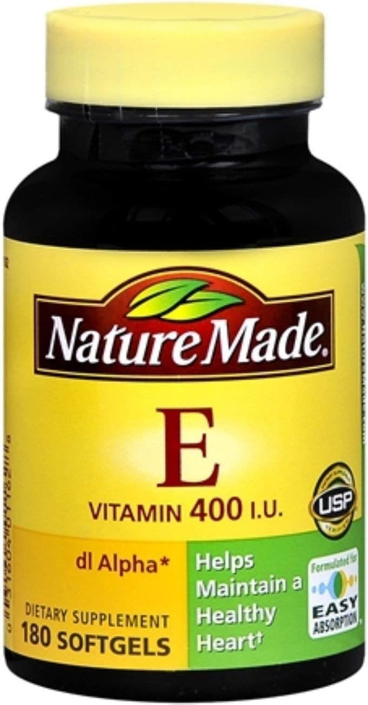 Loodus Valmistatud dl-Alpha Vitamiin E 400 IU Softgels 180 Soft Gels (pakk 8)