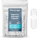 PureCaps USA - Tühjad taimetoitlased ja vegan pillid kapslid suurus 00| 1000 Eraldatud pillid | Selge | Mitte-GMO sertifitseeritud | SLS, Gluteen, säilitusaine tasuta
