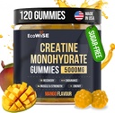 EcoWise Wellness Kreatiin Monohüdraat Kummid 5000 mg, Mango Maitse, 120 Suhkruvaba Vegan Chews, Kreatiin Täiendus igapäevaseks rutiiniks