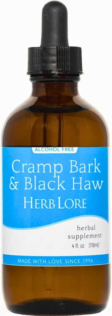 Herb Lore Cramp koor ja Black Haw Tinktuura - Alkoholivaba vedelik Taimne menstruaalkramp Lisatilgad Perioodilised krambid, lihaspinge ja Uterine Support (4 fl oz)