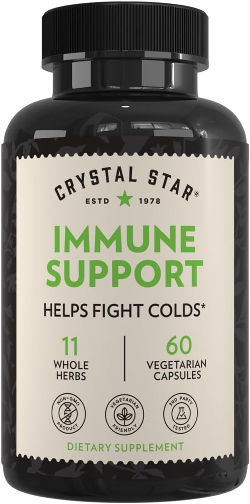 Crystal Stari immuunsuse tugisammas (60 kapslit) - taimse immuunsuse võimendaja proaktiivseks mitmesüsteemiliseks kaitseks - Echinacea, Goldenseal, Yarrow & Elecampane - Non-GMO