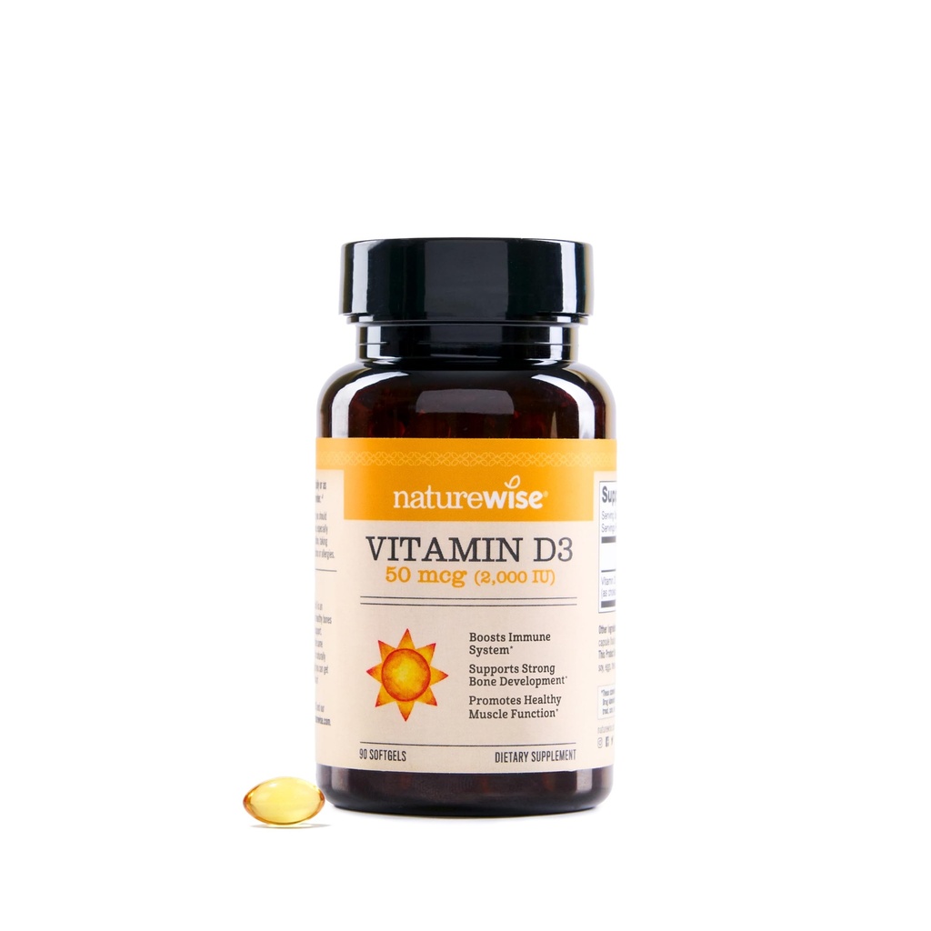 NatureWise Vitamiin D3 2000iu (50 mcg) 90-päevane varustamine immuunsuse toetamiseks, tervisliku lihasfunktsiooni ja luu tervise jaoks - mitte-GMO, gluteenivaba orgaanilises ekstra neitsioliiviõlis, (Mini Softgel), 90 krahv