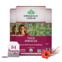 ORGAANILINE INDIA Tulsi Hibiscus teekotid - Püha basiilika taimetee, stressi leevendav, rahustav, immuunsüsteemi tugi, USDA orgaaniline, kofeiinivaba -18 kotti, 3 pakendit