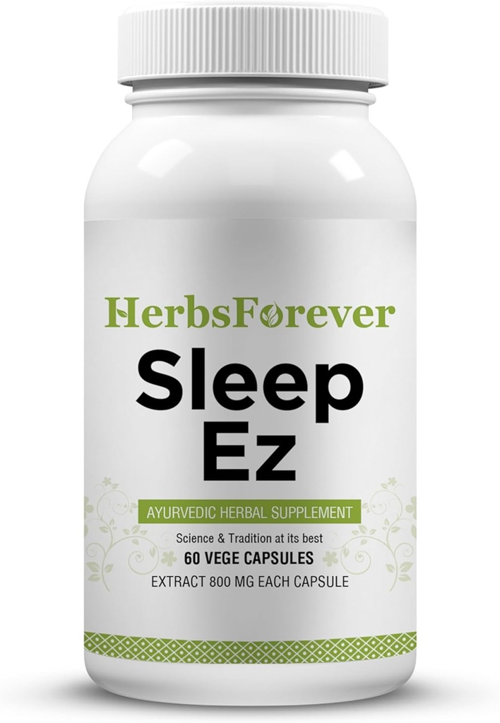 Maitsetaimed Uneaeg Ez (Sleep Easi) (Ayurveda Herbal Formulation) meele, keha ja õndsa une mustri leevendamiseks, 60 vege kapslit, 800 mg iga kontsentreeritud ekstrakt