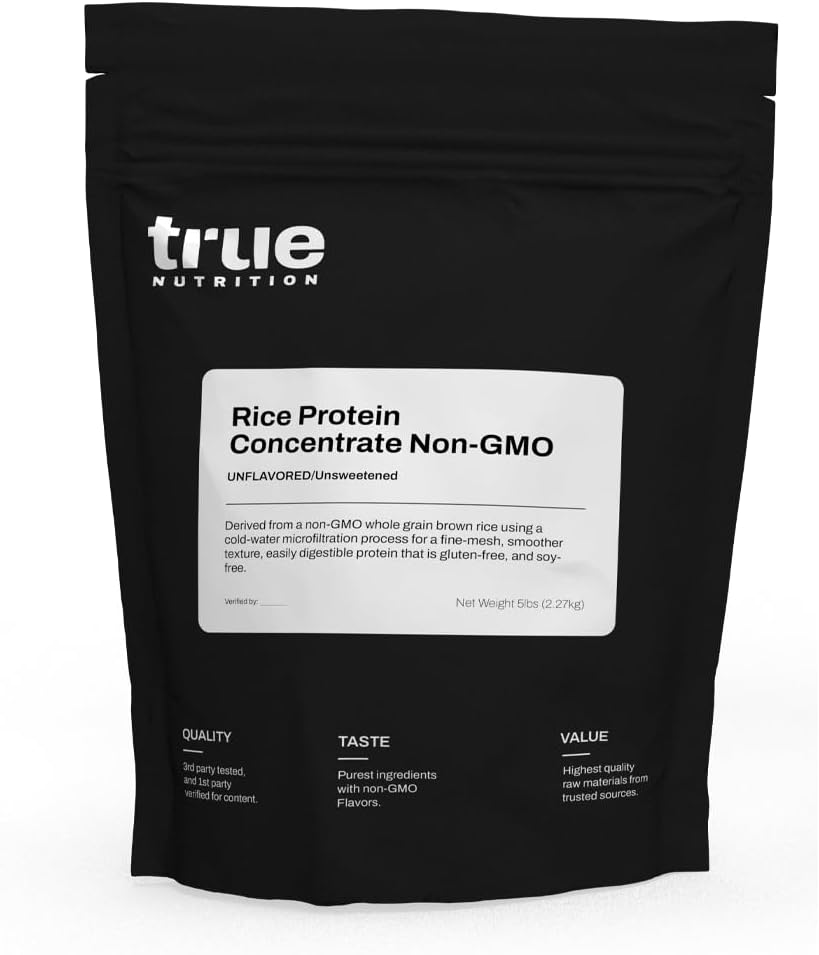 Tõeline toitumine - riisi valgu kontsentratsioon - külma vee mikrofiltratsioon, gluteenivaba, sojavaba, piimavaba, GMO-vaba valk pulber - maitsestamata - 5LB