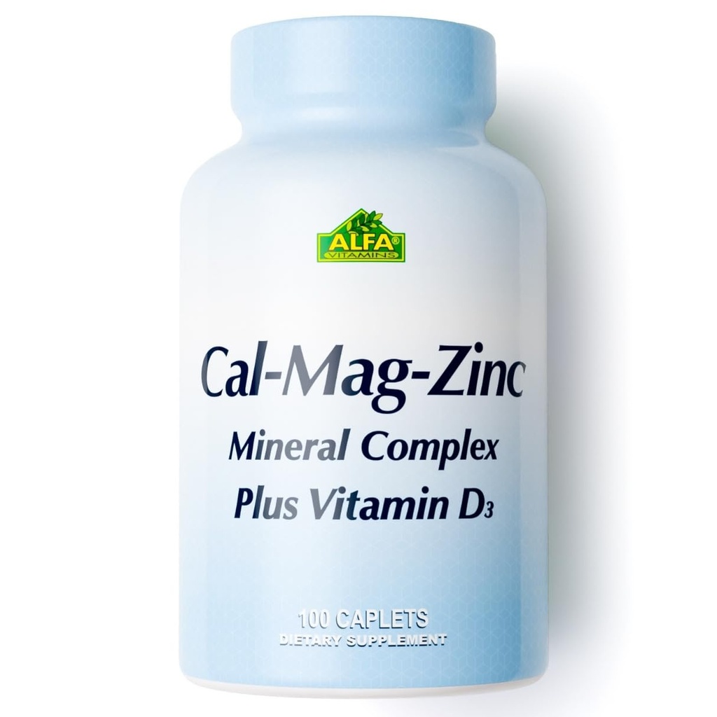 ALFA VITAMINS Kaltsium, magneesium, tsink Plus D3-vitamiin, toetab luu tervist, immuunsüsteemi funktsiooni ja energia tootmist, 300 mg kaltsiumi, 133 mg magneesiumi, 5 mg tsinki, 133 IU D3-vitamiini3, 100 tabletti