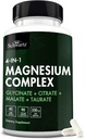 BioSchwartz Magneesium Complex Supplement (90 kapslit) 350mg Magneesium Glütsinaat tsitraat Malaat ja taurate serveerimine tervete närvide lihaste südame une tugi (Vegan, Gluteenivaba, mitte-GMO)