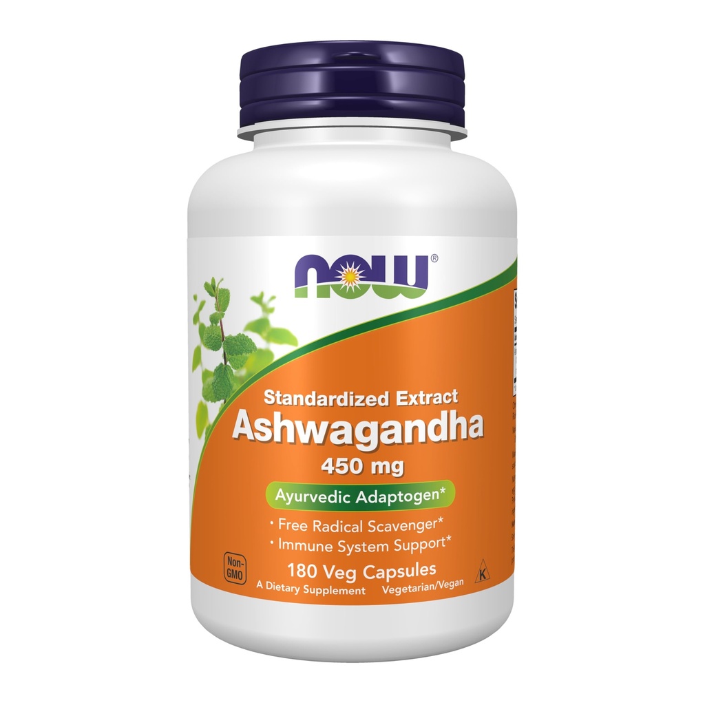 NOW Toidulisandid, Ashwagandha (Withania somnifera) 450 mg (standardne ekstrakt), 180 Veg kapslit