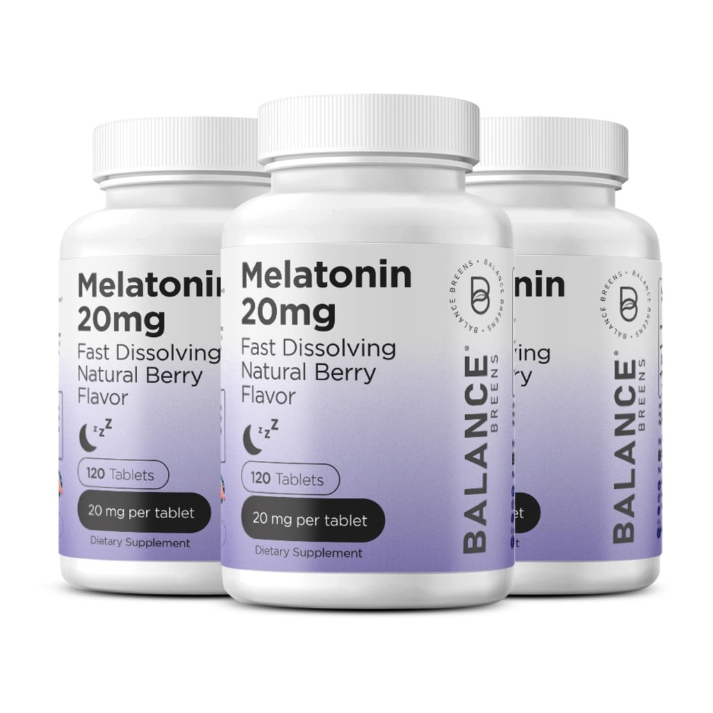 Tasakaalustab melatoniin 20 mg kiire lahustuv tabletid - kõrge potentsi, kiire tegutsemine, loomulik une tugi - uneabivahendid täiskasvanutele - mitte-groggy, ravimivaba valem - 120 unerohtu