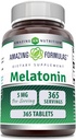 Hämmastavad valemid Melatoniin 5 Mg Tablettide täiendus | Mitte-GMO | Gluteenivaba | Valmistatud USA-s (365)