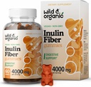 Wild & Organic Inulin Fiber Gummies 4000mg - Seedetrakti tugi w/Chicory Juur - Lahustuv Fiber Supplement w/Inulin Powder - Soolestikutoetuse prebiootikumid - 60 Prebiootikumide Gummies