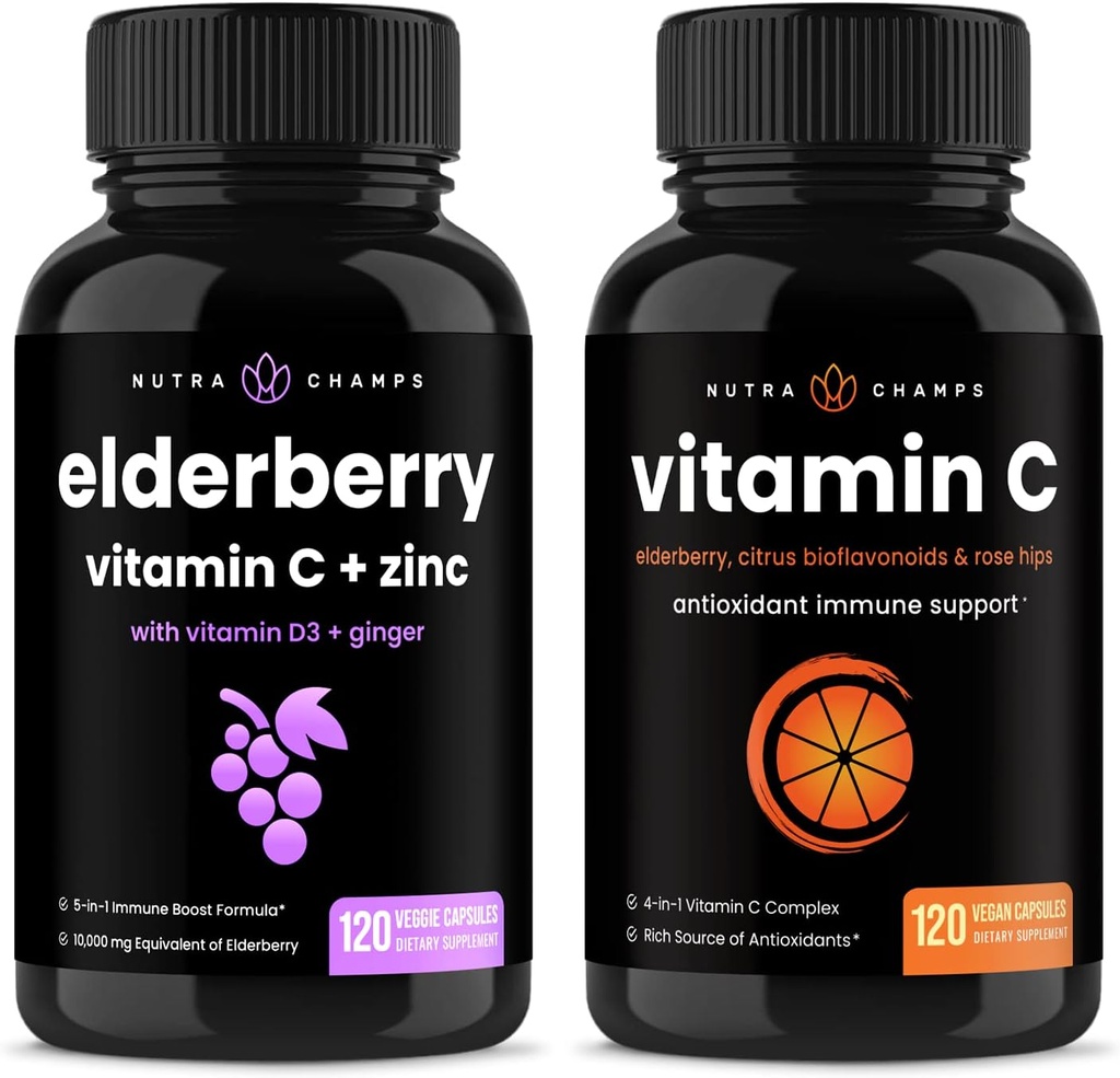 NutraChamps Elderberry ja C-vitamiini kapslid