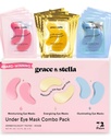 Grace & stella Silmamaski all - Vähendage tumedaid ringe, pundunud silmi, Undereye kotid, kortsud - Gel Under Eye Patches, Vegan Cruelty-Free Self Care (72 paari, GoldPinkBlue)