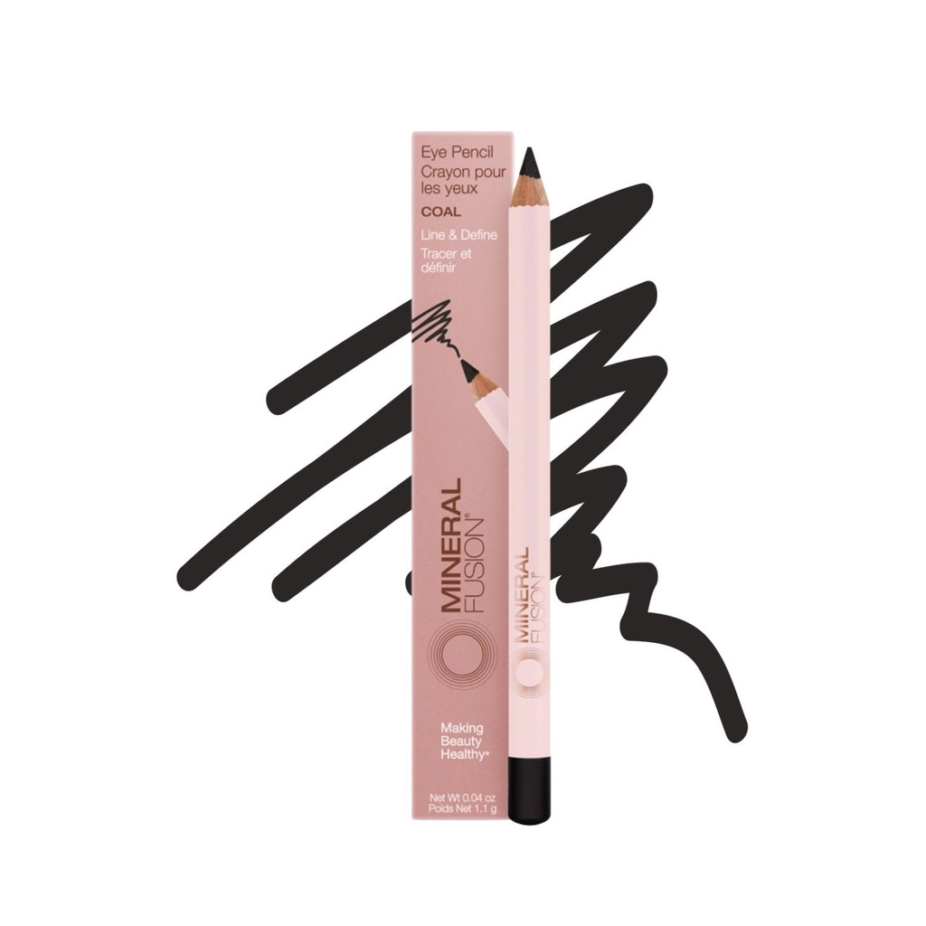 Mineral Fusion Eye Pencil, Black Eyeliner rahustava kummeliga, Meadowfoam & Vitamiin E, Velvety Smooth, Hypoallergenic Eye Makeup to Line & Define, Long-Lasting Eyeliner Pencil, Coal, 0,04 Oz