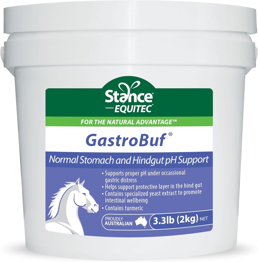 Stance Equitec GastroBuf - Normaalne mao pH toetus - Hobuse lisand - aitab toetada soole kaitsvat kihti, toetada õiget pH-d aeg-ajalt maohäire all, sisaldab kurkumit - 3,3 naela