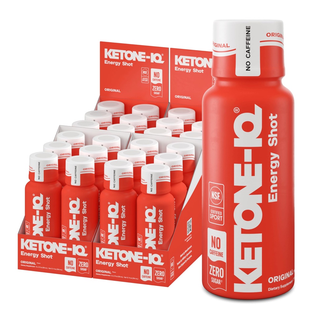 Ketone-IQ Ei Kofeiini Eksogeensed Ketoonid Energia Shots - 24 Pakk Kofeiinivaba Energiajoogid 10 g Ketoonid - Suhkruvaba, Soolavaba ja kõik looduslikud (Original)