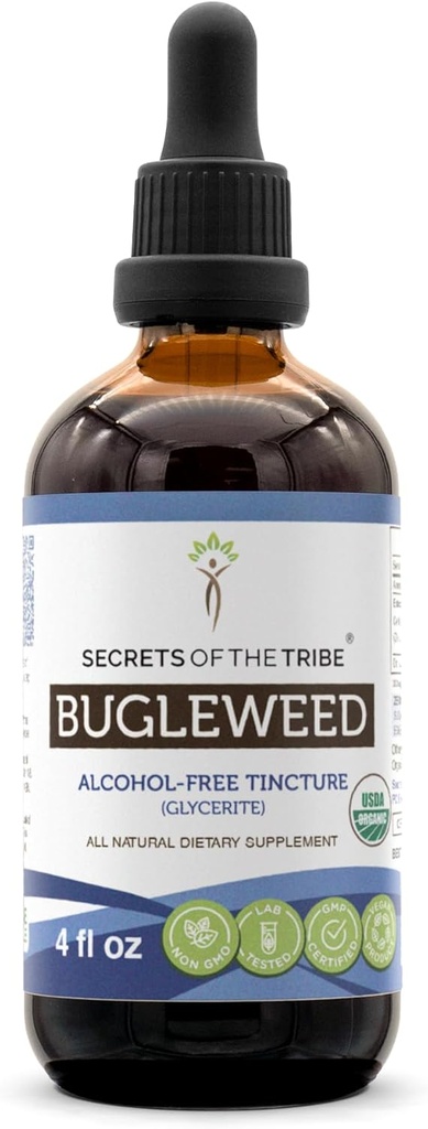 Bugleweed USDA Orgaaniline | Alkoholivaba ekstrakt, suure tugevusega taimsed tilgad, hingamissüsteem | Valmistatud 100% sertifitseeritud orgaanilisest bugleweedist (Ze Lan, Lycopus Virginicus) Kuivatatud ürdist 4 oz