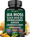 Sea Sammalmust seemne õli Ashwagandha Ingver , Orgaaniline mere sammalkapslid Burdock Root , Iiri Seamoss Pills with Bladderwrack , Turmeric , Shilajit , Multimineral Supplement , USA ( 120 kapslit )