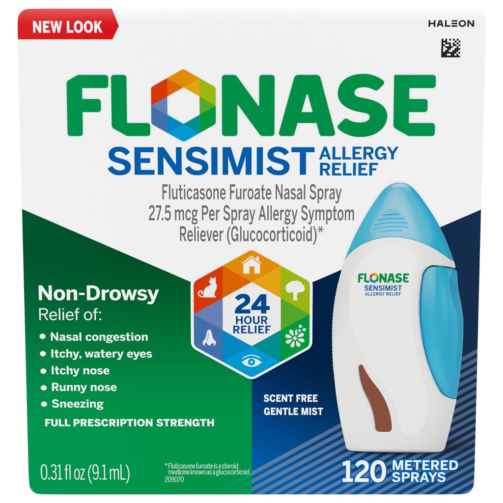 Flonase Sensimist Allergia Relief Nasaalse Spray Mitte-Uimaseks, 24-Hour Multi-Sümptom Allergia Relief - 120 Spray