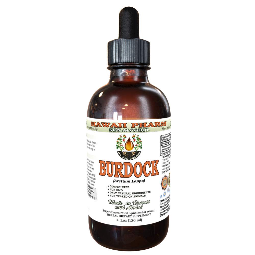 Burdock Alkoholivaba vedelik ekstrakt, orgaaniline Burdock (Arctium Lappa) Kuivatatud Juur Glycerite Hawaii Pharm Looduslik Taimne täiendus 4 oz