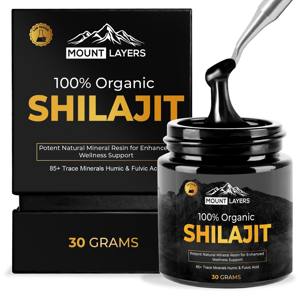 Puhas Shilajit vaik Fulvic Acid - Himalayan Shilajit meestele ja naistele 85 + Trace Minerals - toetab ainevahetust - Luude tervise ja immuunsüsteemi - 500mg - 60 Servings - 30 g Jar