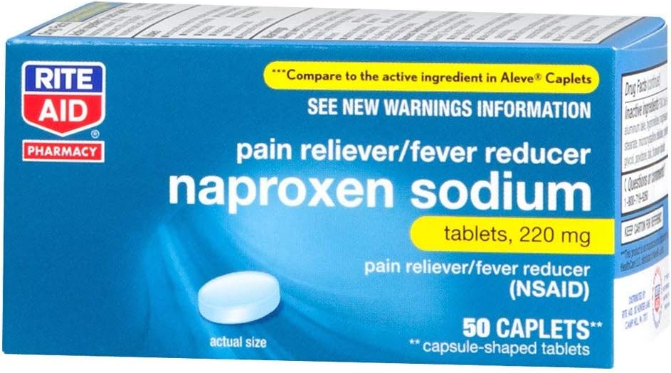 Rite Aid Naproxen Naatriumvalu leevendavad tabletid , 220 mg Caplets - 50 Count | NSAID valu leevendaja | Valu pillid | Seljavalu leevendavad tooted | Lihas- ja seljavalu leevendavad tooted | Reaalajas valu leevendavad tooted