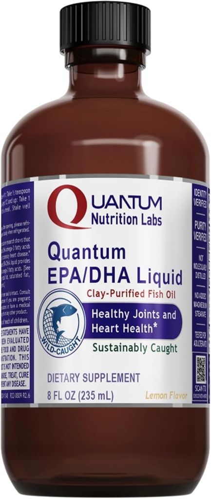 Quantum Nutrition Labs EPA / DHA Vedelik - Omega 3 Kalaõli Vedelik, Omega 3 Vedel Kalaõli Täiendus Täiskasvanutele, liigestele, Südamele Ja Aju Tervise Tugi - 8 Fl Oz Pudel