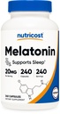 Nutrikost melatoniin 20 mg, 240 kapslit, mitte-GMO ja gluteenivaba
