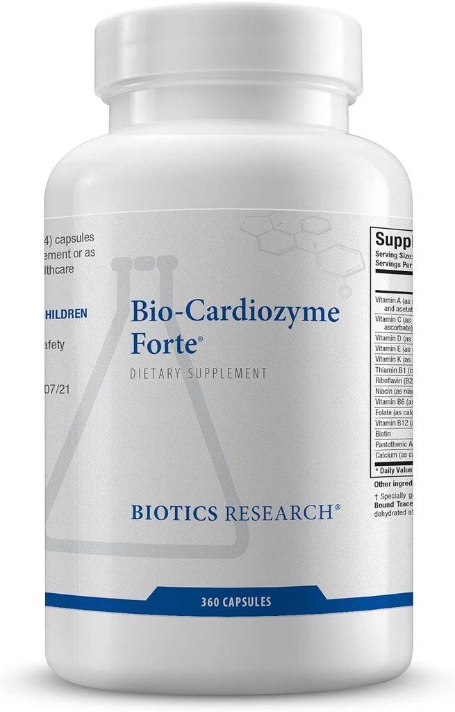 Biotics Research Bio Cardiozyme Forte Tervislik südame multivitamiin, laia spektri moodustamine, mis on mõeldud südame-veresoonkonna tervise ja funktsiooni toetamiseks, võimas antioksüdantide tugi 360 kapslit