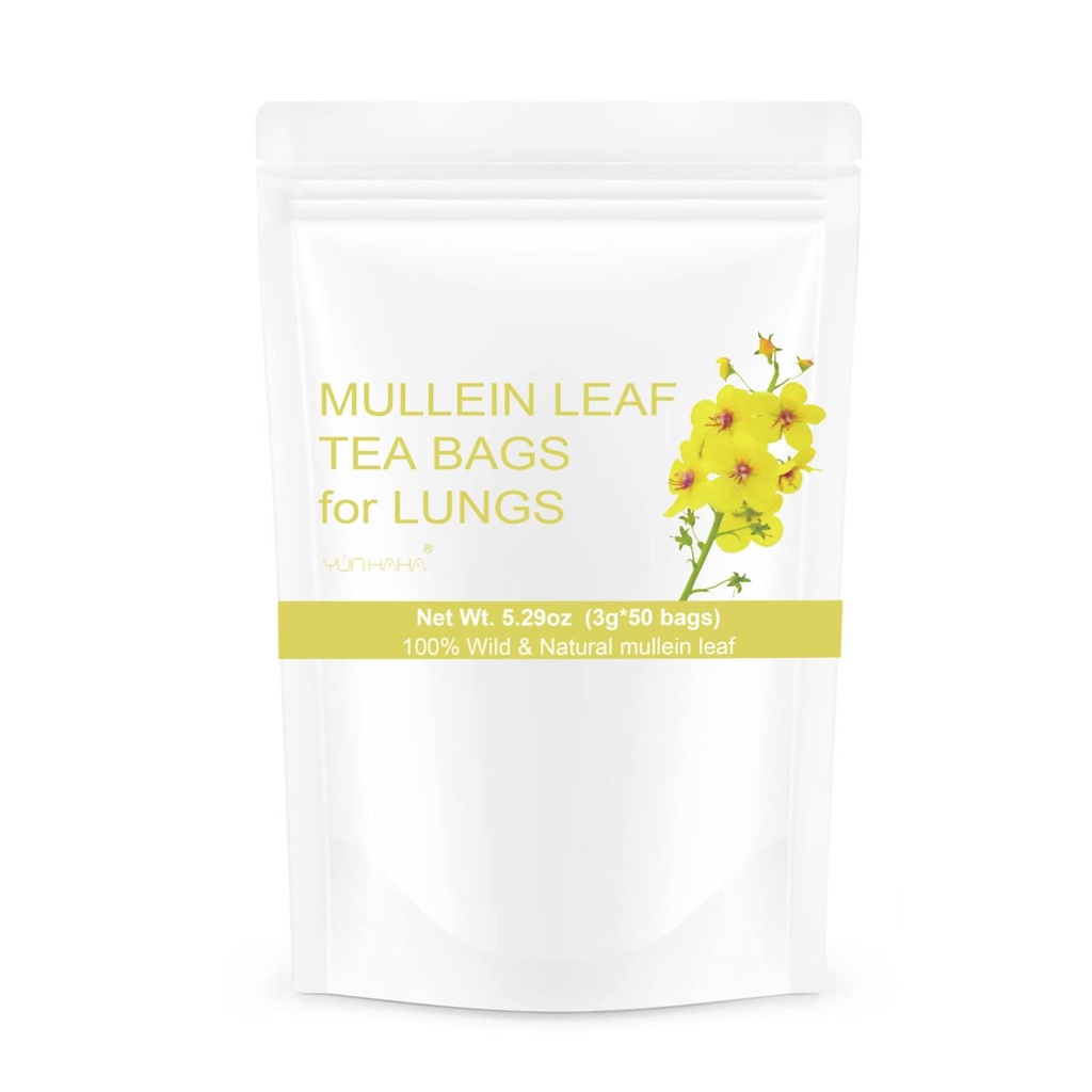 50 kotti Mullein Leaf Teekotid Kopsude Puhastamiseks Detox, Natural Dried Herbal Mullen Mullin Leaf Tee Lung Tervis Hingamiseks Lihtne, Kofeiinivaba, Immune Support