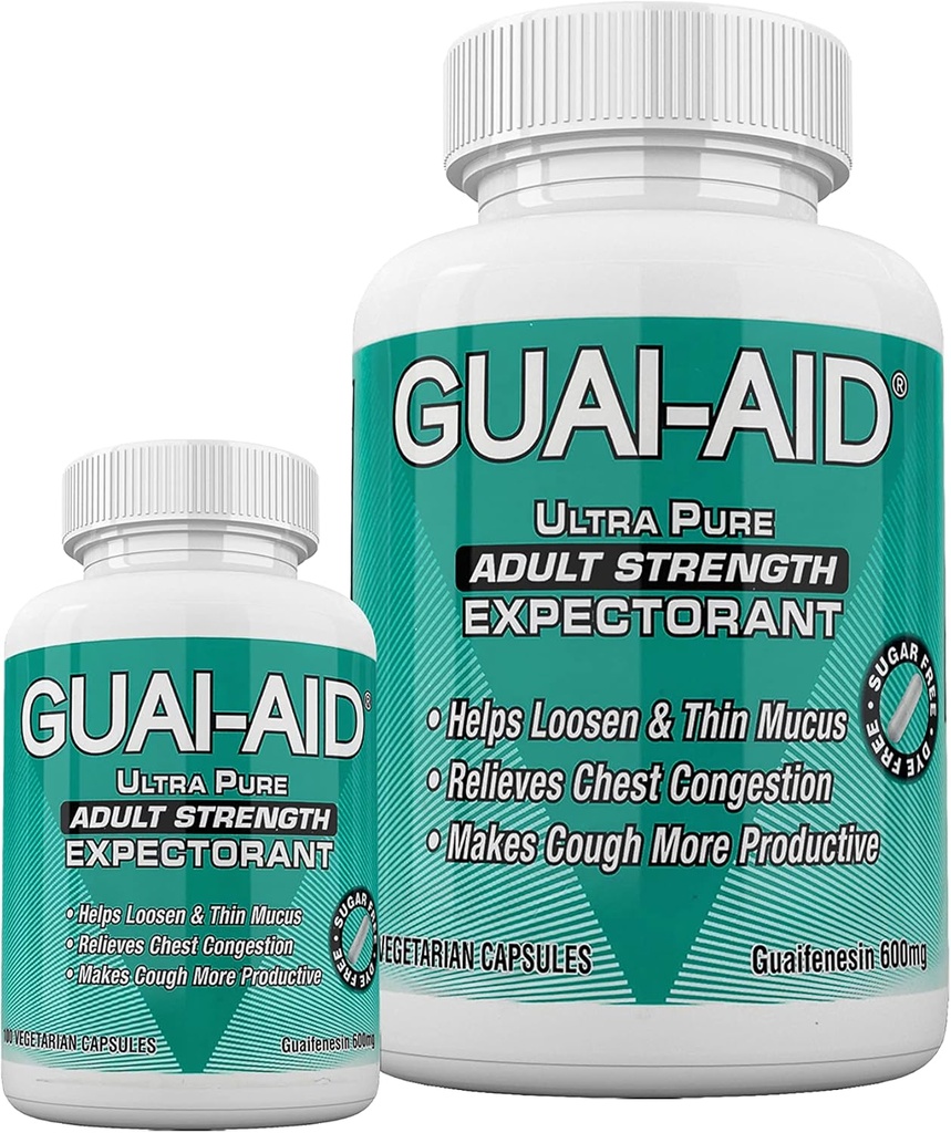 524 600mg Ultra-Pure Guaifenesin Veg. Kapslid (sisaldab 24 Suurus Reisi pudel)
