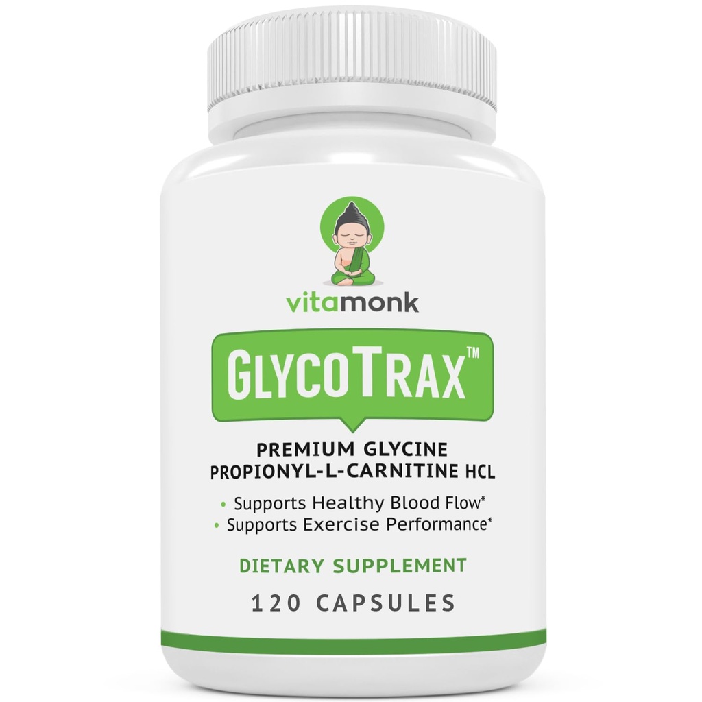 VitaMonk GlycoTraxTM GPLC ekstra suur pudel - 120 kapslit suure imendumisega glütsiini propionüül-L-karnitiini ilma kunstlike täiteaineteta - Glütsiin Propionüül L Karnitiin Täiendus