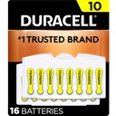 Duracell kuulmisabi patareid Kollane suurus 10, 16 Count Pack, 10A suurus kuulmisabi patarei pikaajalise võimsusega, Extra-Long EasyTab Paigaldage kuulmisabiseadmed