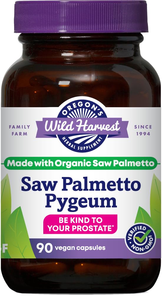 Oregoni Wild Harvest Orgaaniline Saw Palmetto Pygeum Taimne täiendus Vegan Kapslites - 90 Count