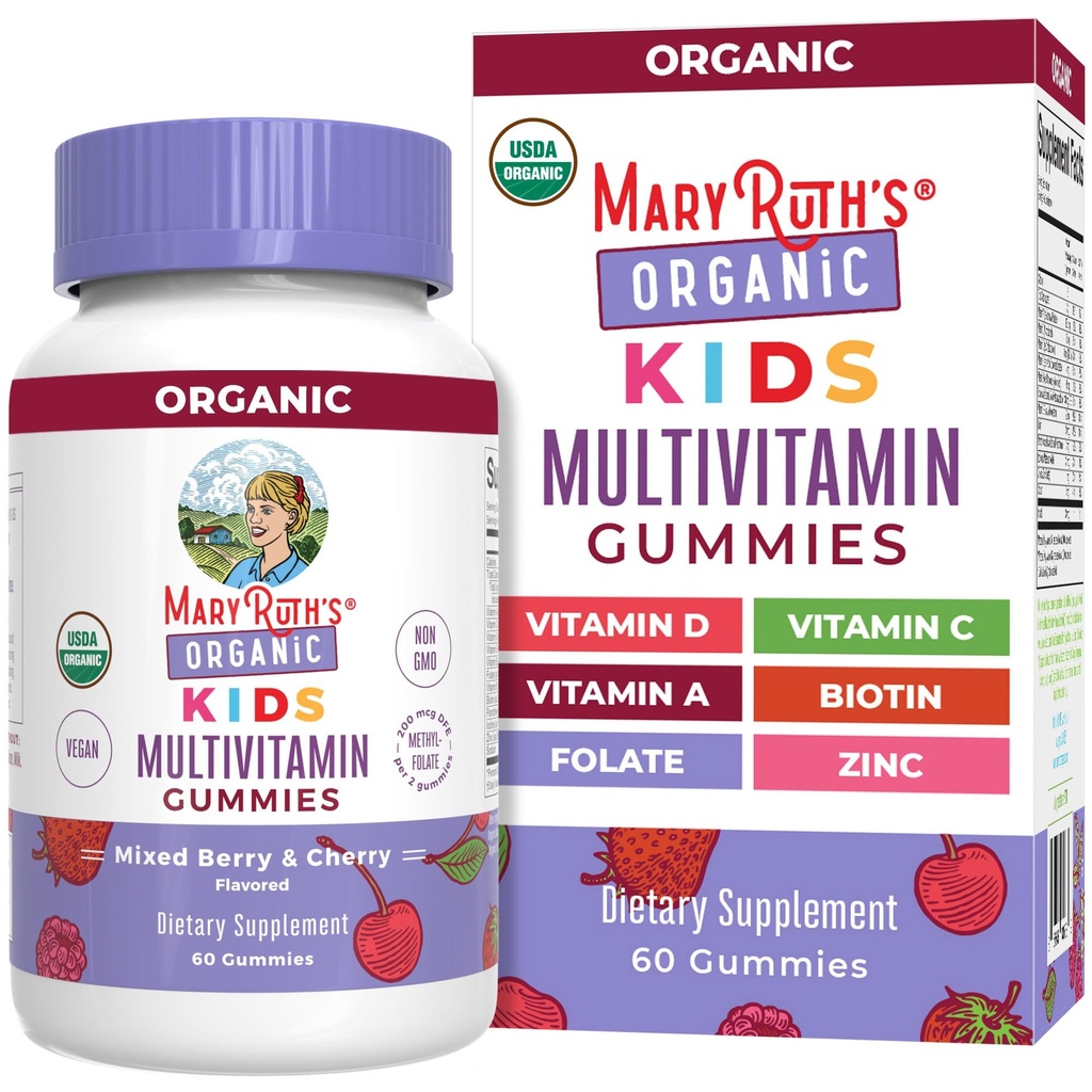 MaryRuth Organics Kids Vitamiinid | Multi | 1 kuu pakkumine | Multivitamiinikummid vanuses 4+ | Multivitamiin lastele | Vegan | Ainult 2 kummikut päevas | 60 loend