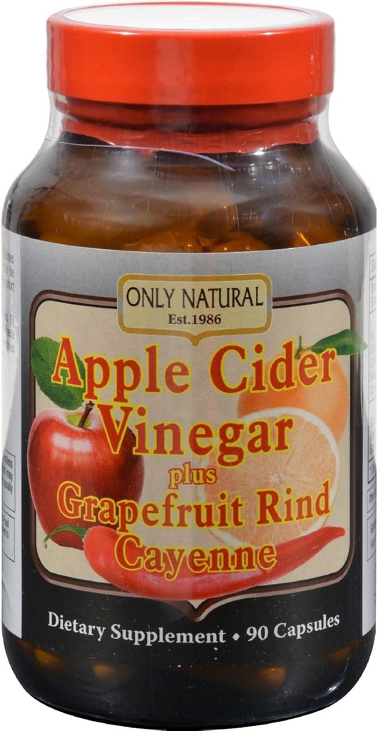 Ainult looduslik õunasiider äädikas Plus greip Rind Cayenne kapslid, 90-Count