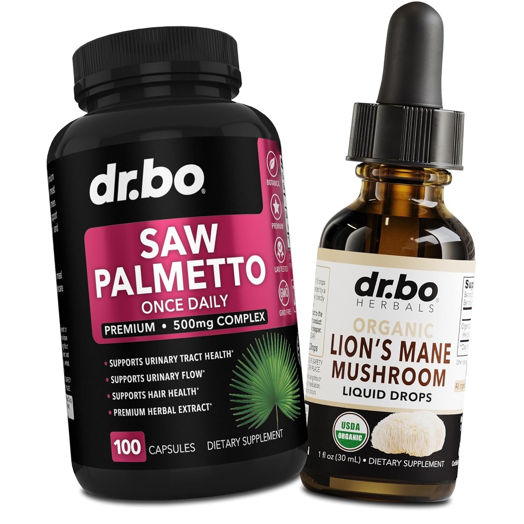 Saw Palmetto naistele Juuste väljalangemine & Lions Mane Seene tilgad - DHT Blocker Growth Plus Põie & Orgaaniline Lõvi Mane Seene Liquid tilgad Tinktuur - Pure Saw Palmetto Juuste väljalangemine & Urinatsioonipillid